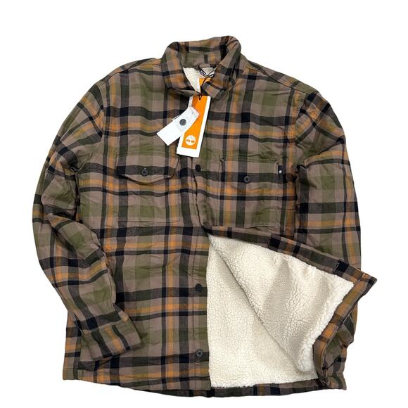Timberland Men's Tartan Flannel Jacket with Sherpa Lining - Size: Small - Picture 3 of 5